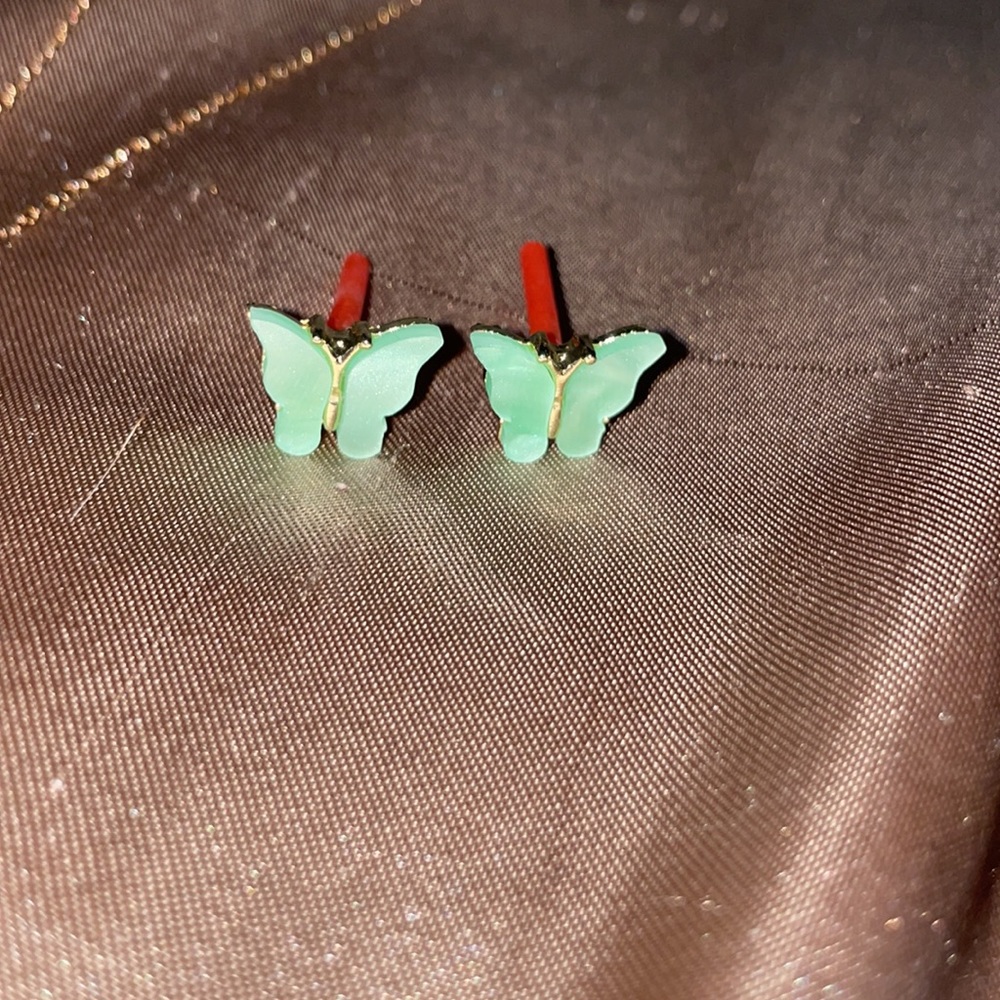 Light green butterfly earrings